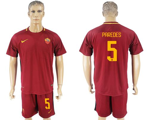 Roma #5 Paredes Red Home Soccer Club Jersey